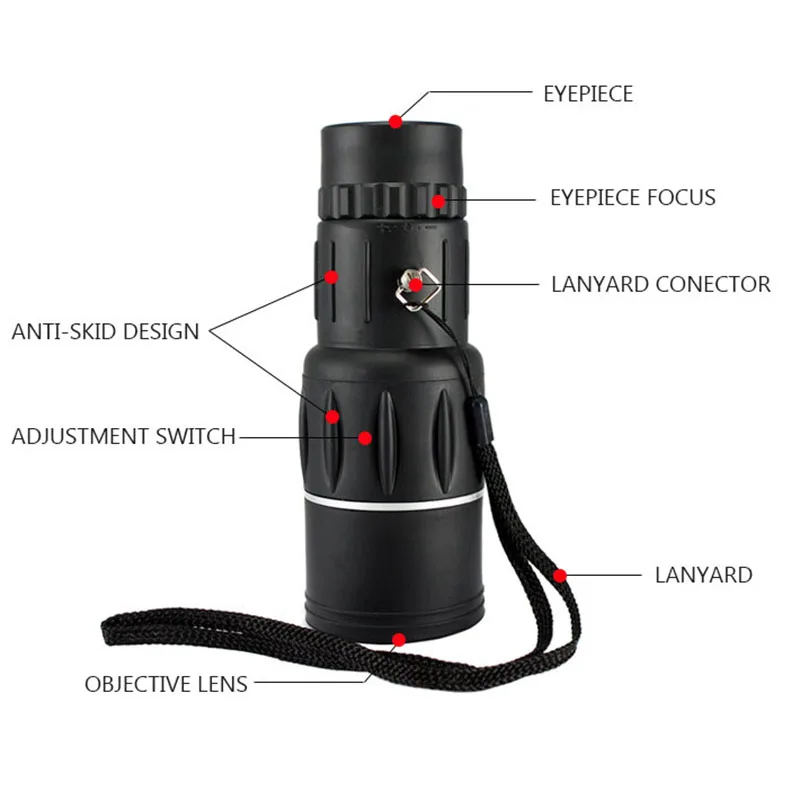 16X52 المزدوج التركيز أحادي الإكتشاف تليسكوب رؤية ليلية التكبير البصرية عدسة مناظير طلاء العدسات الصيد البصرية نطاق و