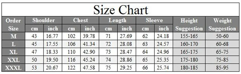 Men's Hot Fashion Solid Pullover Hoodie Size Chart