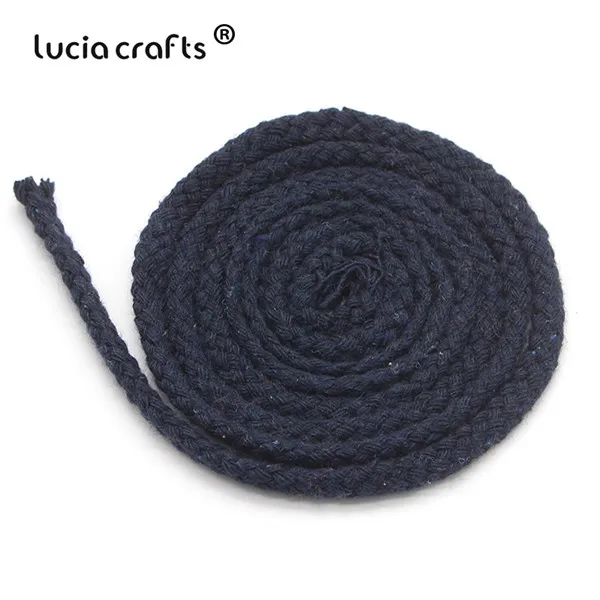 Lucia crafts, 5 м/22 м, разноцветные хлопковые шнуры, плетеная веревка, декоративный шнурок, шнурок, DIY, аксессуары для дома ручной работы W0210 - Цвет: C4 Navy blue  5m