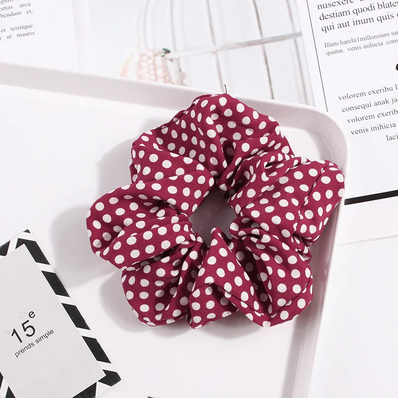 Cute Classic Scrunchie Stretch Headband Dot Plaid Scrunchies Women Elastic Hair Band Girls Hair Ties Striped Hair Accessories hair clips for fine hair