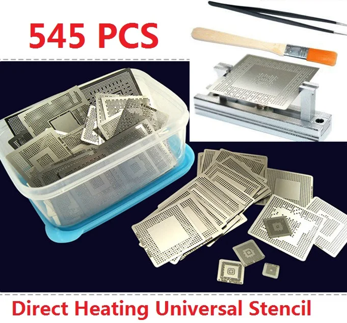 

545pcs/set Bga Stencil +BGA jig direct heating +Box for Bga Reballing Stencil Kit BGA reballing kit +brush +tweezer