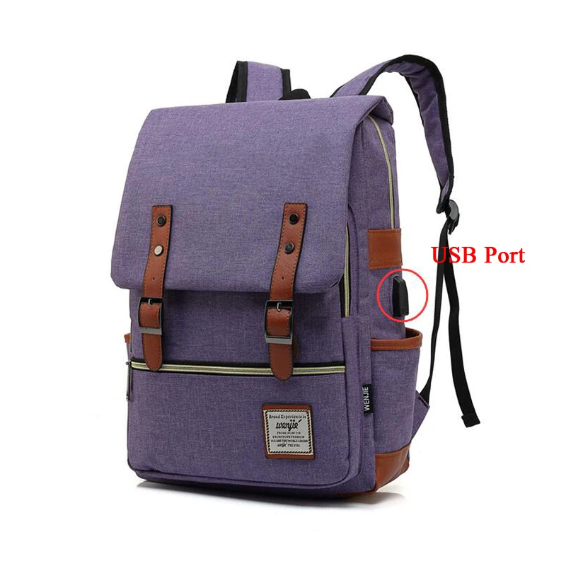 50pcs/lot Vintage Laptop Backpack With USB Charging Port School College Bag Rucksack Oxford Laptop Fashion Man Travel Backpacks