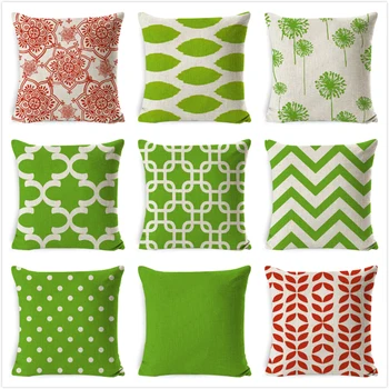 

Geometric Cushion Cover Green Red Striped Pillowcase 45*45cm Decorative Sofa Home Bedroom Sofa Decor Pillow Case Cover Cojines