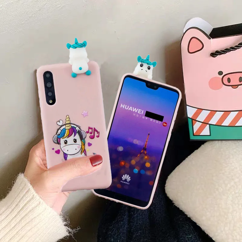 Забавный мягкий чехол из ТПУ с 3D рисунком для Huawei P30 Lite P20 Pro P8 2017 P10 силиконовый