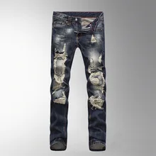 new 2017 men’s jeans, cultivate one’s morality small straight feet tide male hole popular in summer