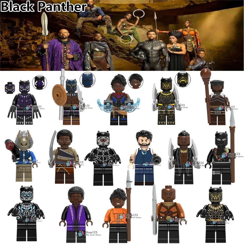 

Super Heroes Black Panther Erik Killmonger Shuri Okoye Infinity War Building Blocks Toys For Children