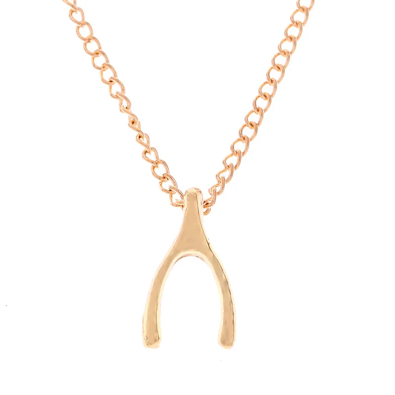 

1PC Alloy Thanksgiving Wishing Bone Pendant Necklace Collarbone Chain Necklace Hand Stamped Alloy Pendant Necklace Jewlery