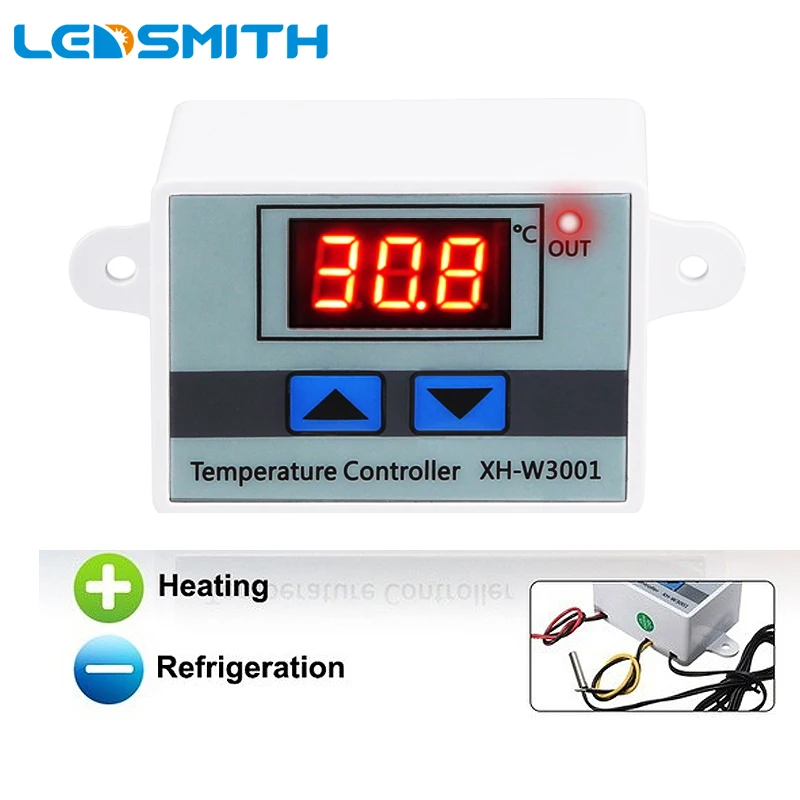 

Digital LED Thermometer Temperature Controller AC110-220V Thermostat Incubator Control Relay 10A Microcomputer Controller W3001