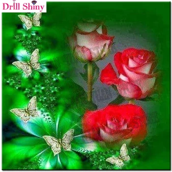 

New 5d DIY Painting Crystal Diamond Painting square Rose& Butterflies Cross Stitch Pattern mosaic Diamond Embroidery Decor Craft