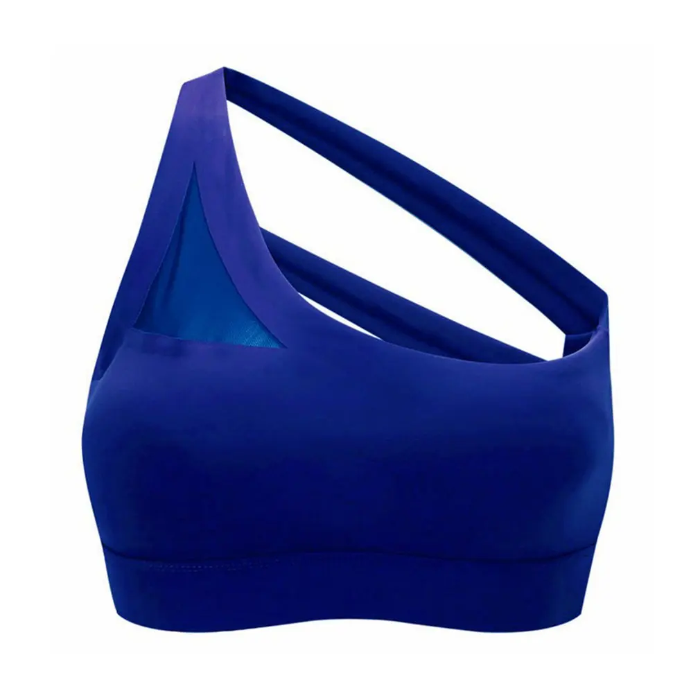 

New Oblique One Shoulder Strap Women's Sports Bra Hollow out Back Lines Strenuous Exercise fitness bra Tops Sexy Yoga Bra