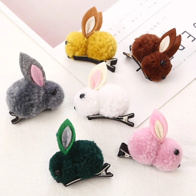 

2019 New Fashion Cute hair ball rabbit hair Clips Girl Barrettes headwear rubber band hair rope children's hair accessories