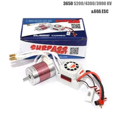Motor sem escova, motor à prova d'água de platina 3650 4300kv 3900kv 5200kv com 60a esc kit para 1/10 rc carro caminhão brinquedo