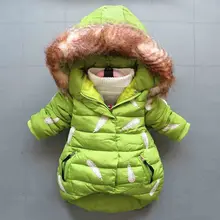 BibiCola/Коллекция года, зимние парки из хлопка на пуху для новорожденных девочек, теплая верхняя одежда с капюшоном и меховым воротником для маленьких девочек длинное пальто для маленьких девочек