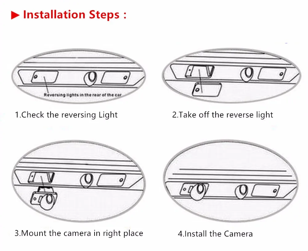 Night vision Red IR CCD HD rear view camera car license plate frame camera Light 170 backup parking rear car plate camera Black (4)
