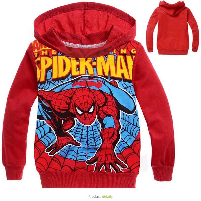 

Fashion long sleeve pure cotton cartoon spiderman sweatshirt boy hoodies good quality boys clothes sport kids clothes