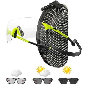 

Photochromic Cycling Sunglasses Men Women MTB Sports Glasses UV Bicycle Goggles Lenses Discoloration Bike Eyewears Myopia Option
