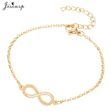 Jisensp Нержавеющая сталь золотые браслеты с кулоном в форме бесконечности для девочек Модные украшения звено цепи пара Браслеты браслеты Bff joyas