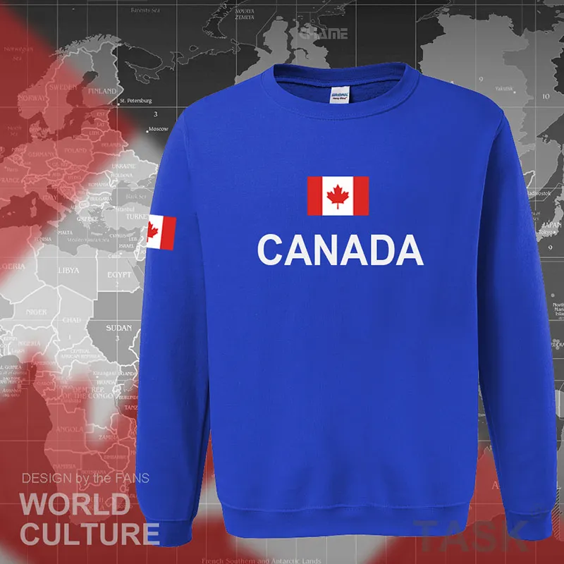 Канада, толстовки, Мужская толстовка, новая уличная одежда, трикотажные изделия, футболист, спортивный костюм, нация, канадский флаг, флис CA - Цвет: roundneck royal