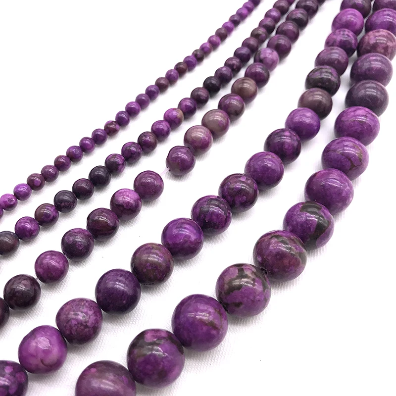 Aladdin 6/8/10/12MM Top Quality Deep purple Sugilite Agat Crystal Charoite Quartz Round Bead Diy Making Jewelry Accessories