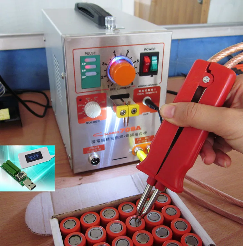 

SUNKKO 709A Pulse Battery Spot Welder 1.9kw LED Spot Welding Machine for 18650 battery pack Spot welding+1set Voltage Tester