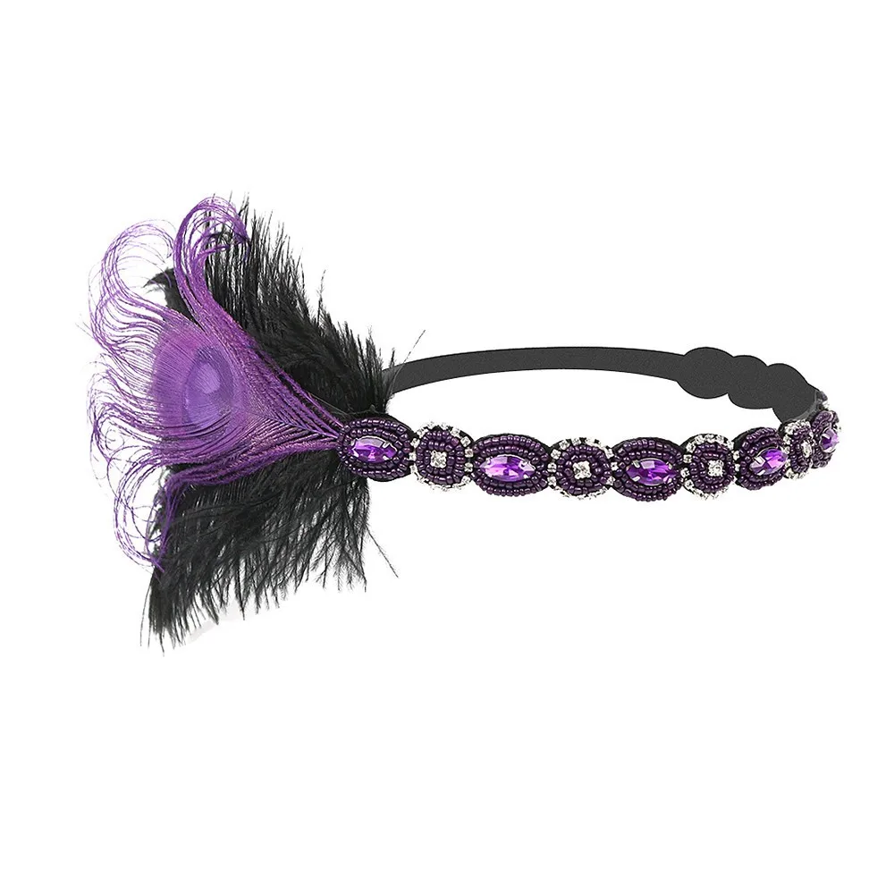 Аксессуары для волос с фиолетовыми перьями и бриллиантами для девочек, головная повязка 1920 s, головной убор Great Gatsby, винтажный головной убор Envio Gratis# ZB - Цвет: 4
