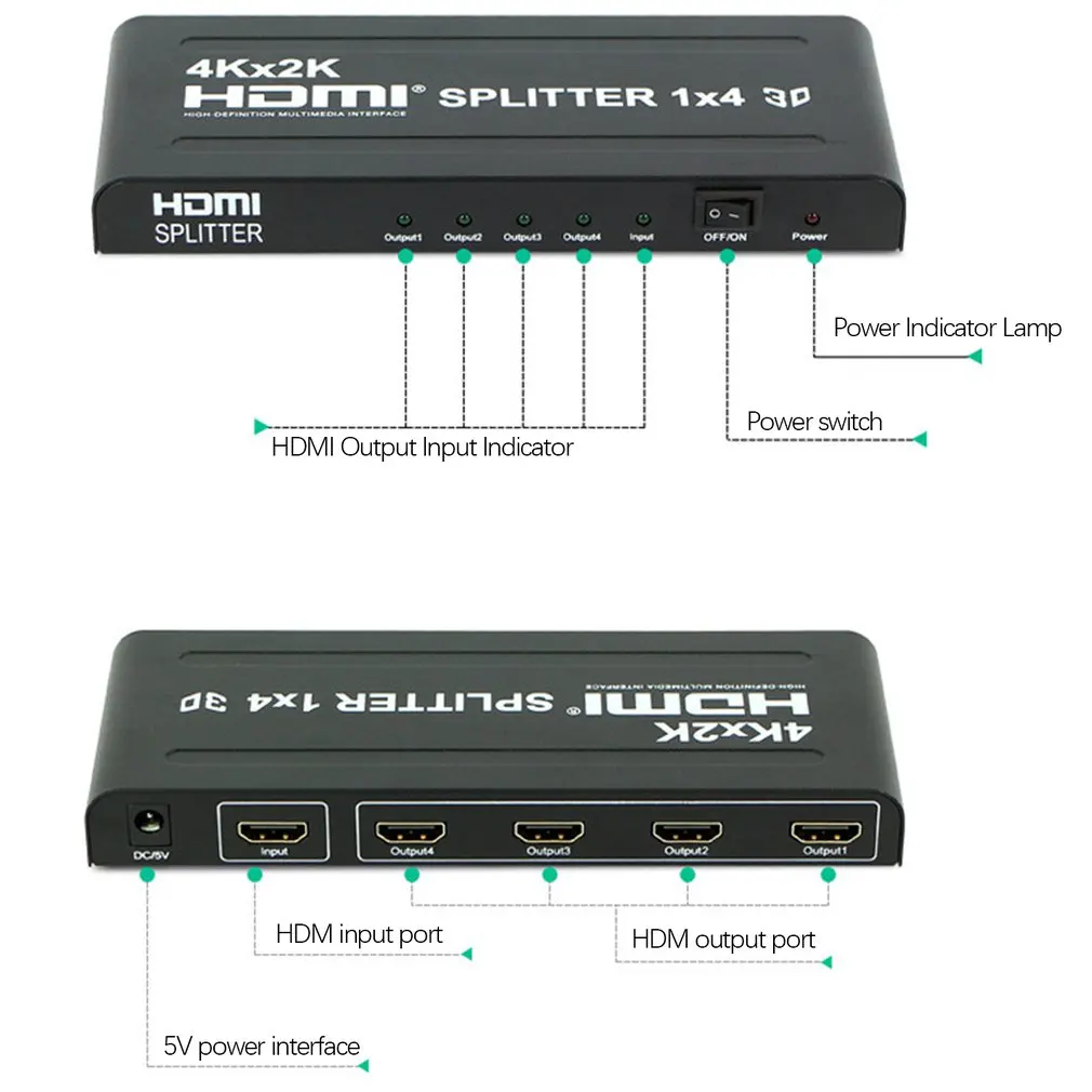 Full HD HDMI Splitter 1X4 4 Порты и разъёмы концентратор ретранслятор усилитель v1.4 3D 1080 p 1 в 4 из