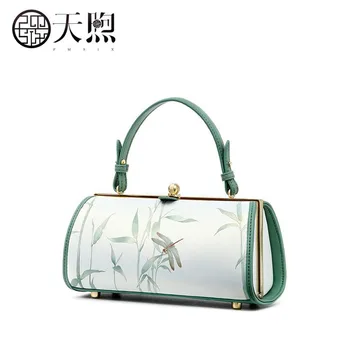 

Split Leather women bag Design of original art designer Mini handbag Shoulder Messenger Bag Boston package