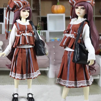 

NEW Retro Striation Fair Maiden Coffee Color Suit 1/3 1/4 SD MSD BJD Doll Clothes