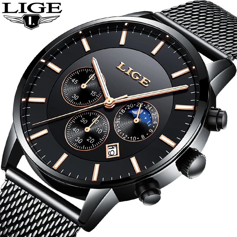

LIGE Fashion Simple Men Watch Top Brand Luxury Business Waterproof Quartz Watches Men Clock Male Sports watch relogio masculino