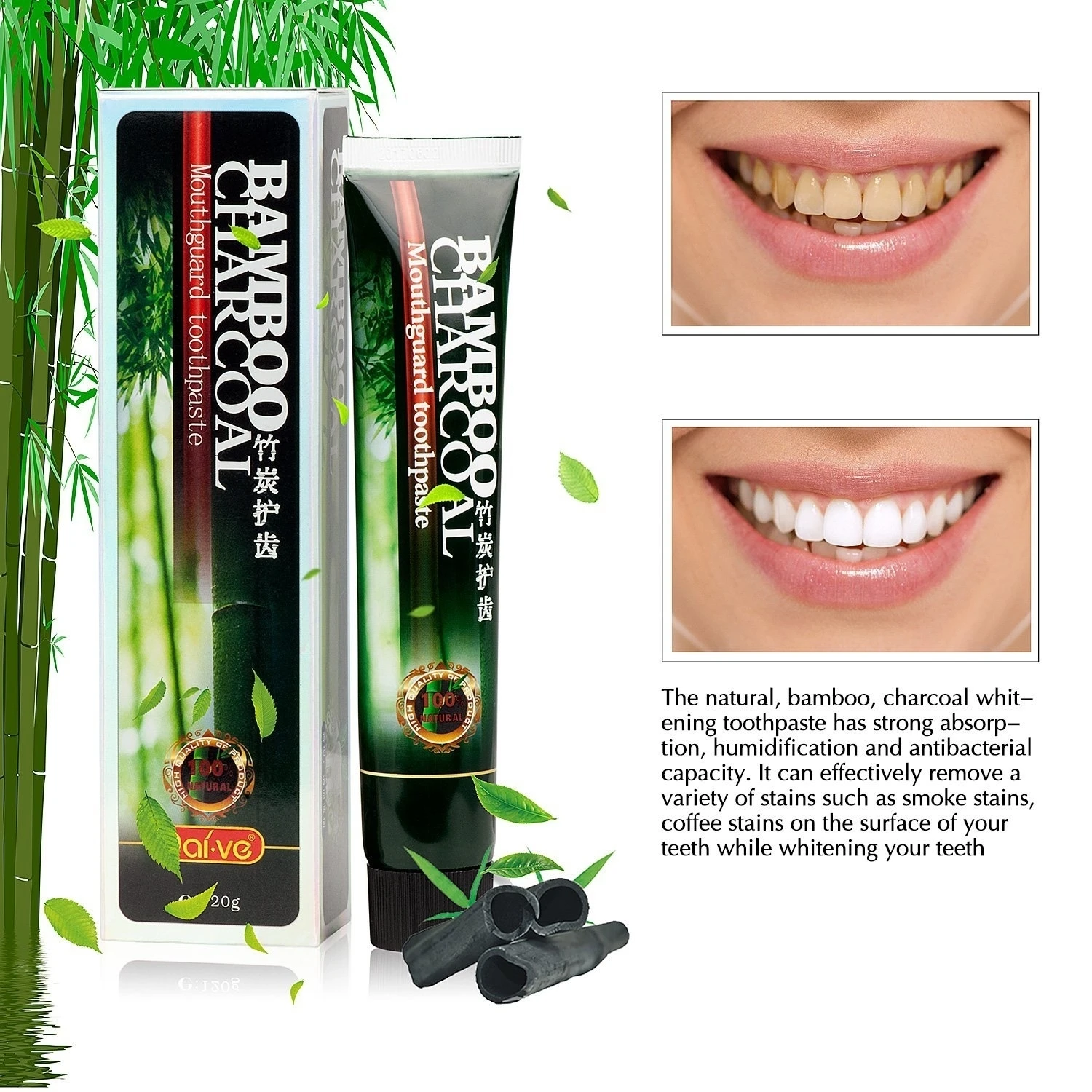 Charcoal Toothpaste, Activated Bamboo (1)