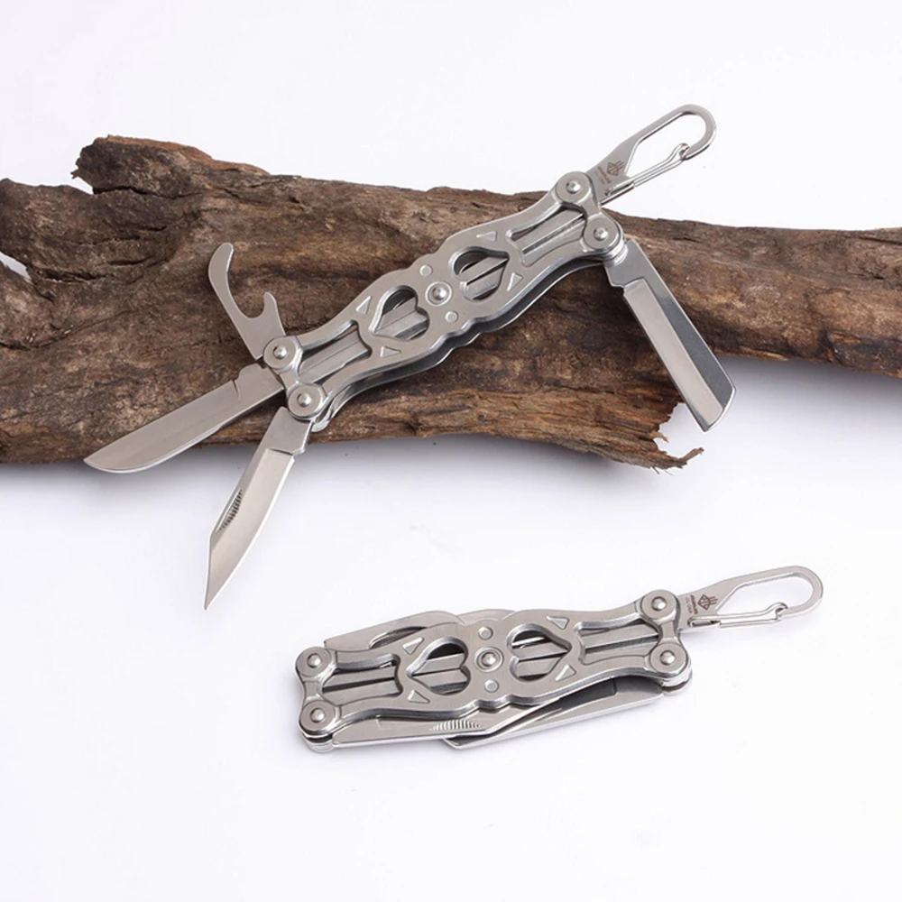 Key Ring Pocket Folding Knife 440C Blade Camping Survival Multifunctional Fruit Knives All Steel