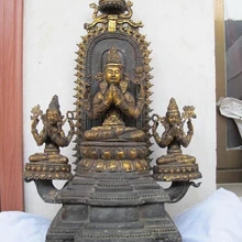 Xd 001822 2" Китай Тибет Коллекция Буддизм Бронзовый Gild четыре Руки Кван-Инь Статуя Будды