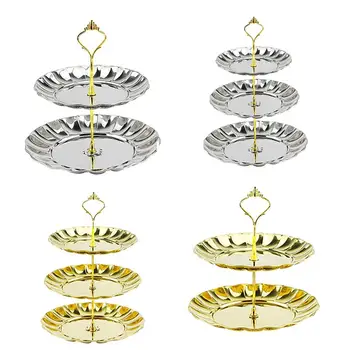 

Two/Three-Layer Plastic Cake Stand with Fruit Plates Dish Circle Round Display Serving Tray for Wedding Birthday Party Supplies