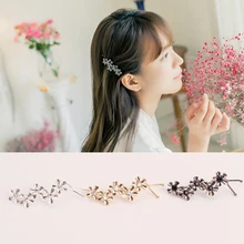 Заколки для волос в форме металлического цветка, очаровательные корейские Красивые Стильные Теплые заколки для волос для девушек и женщин