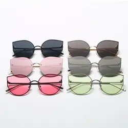 Винтаж Кошачий глаз женские солнцезащитные очки Твердые Цветные, зеркальные стильный бренд Ретро Классический велоспорт поляризационные