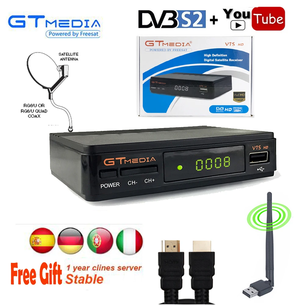 GTmedia V7S Satellite Receiver Stable Cline Server Decoder