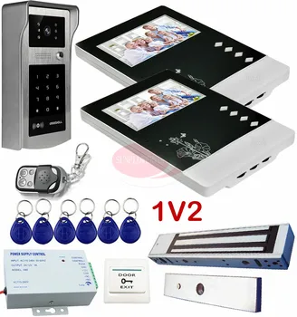 

1V2 Video Intercom With Electric Magnetic Lock Rfid Inductive Card/Keypad Unlock Video Door Intercom With Infrared Night Vision