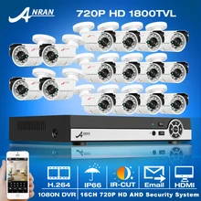 16CH HDMI DVR Kit de Seguridad Sistema de Video Vigilancia y 1080N AHD 720 P 1800TVL IR Exterior + Inicio Cámara de Vigilancia Kits de Alerta de Correo Electrónico