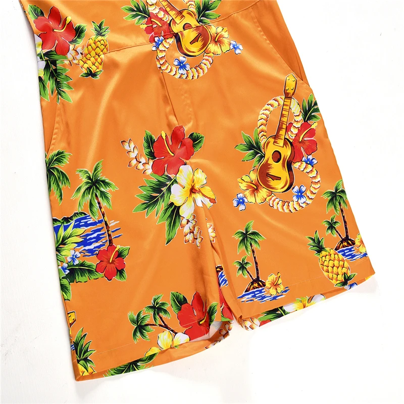 Mr. BaoLong Повседневный Гавайский комбинезон с 3d цветочным принтом мужской летний пляжный комбинезон игровой костюм с коротким рукавом гарем карго сплошной комбинезон