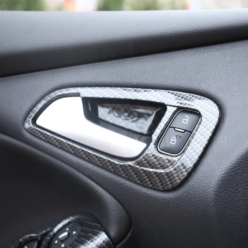 

ABS Carbon Fiber Car Inner Door Handle Cover Door Bowl Protective Trim Sticker for Ford New Focus 34 2015 - 2018 LHD Accessories