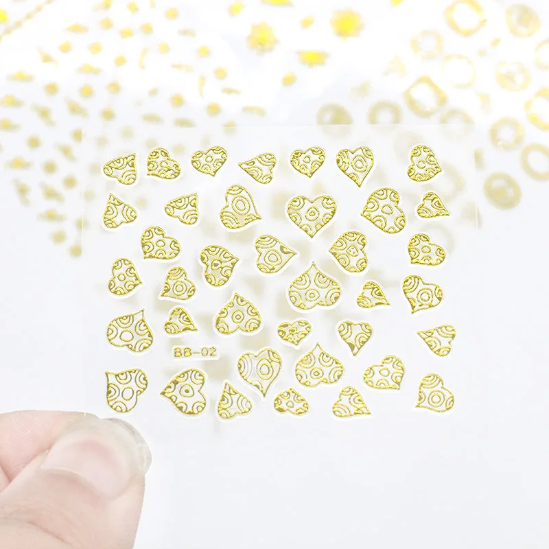 BB1-30 украшения для дизайна ногтей Наклейка s лук любовь ворона изображение переводная Наклейка 3D золотой цвет наклейки для ногтей(30 листов