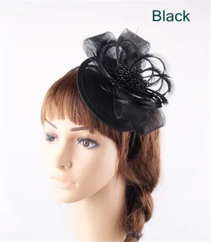

17 Colors sinamay black bases derby fascinators bow hats on hair bands elegant women fashion feather flower banquet headpiece