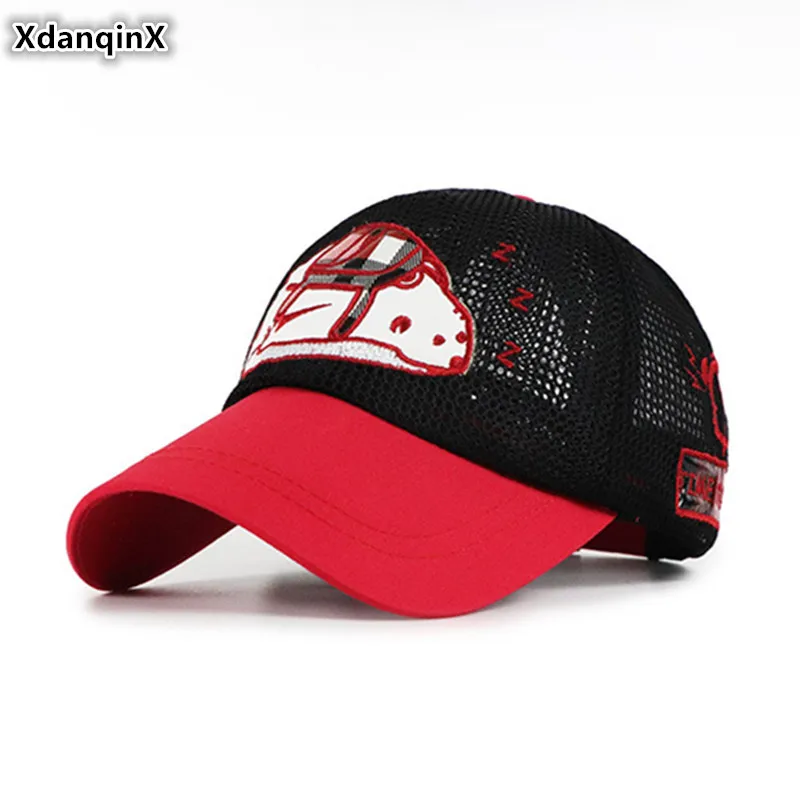 

XdanqinX Children's Hat Breathable Mesh Baseball Caps For Boy Girl Adjustable Size Cartoon Children Student Hats Snapback Cap