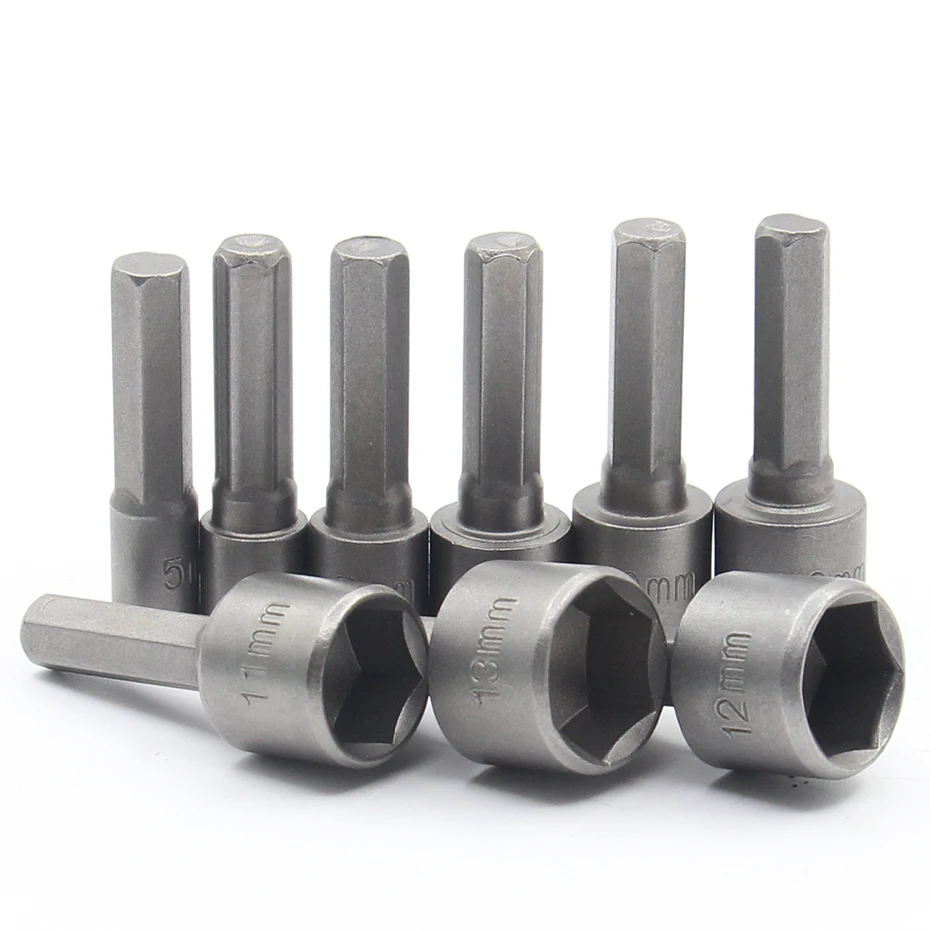9 pieces of professional nut set metric sleeve 1/4" hexagonal