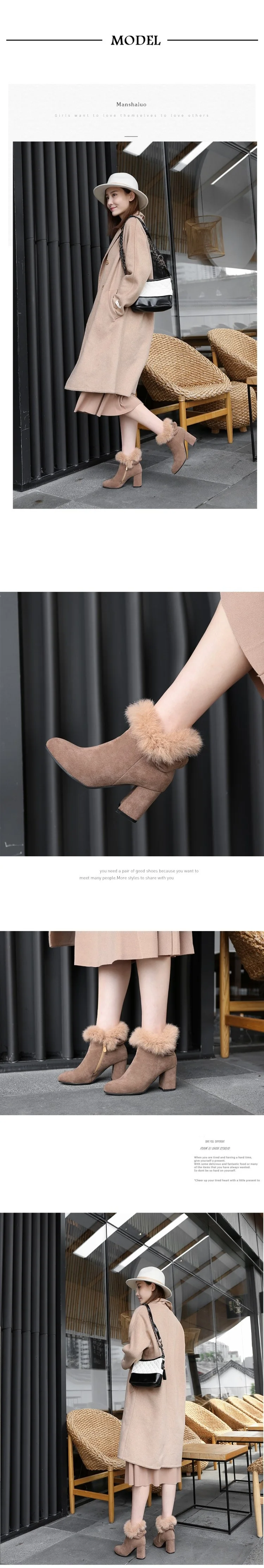 Womens Pointed Toe Booties Shoes Korean Bow Thick High Heel Large Size Fashion Ankle Boots Black Khaki Grey5