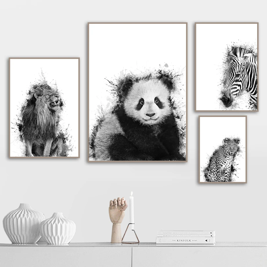 Lion Panda Zebra Cheetah Wall Art Canvas Painting Nordic Posters