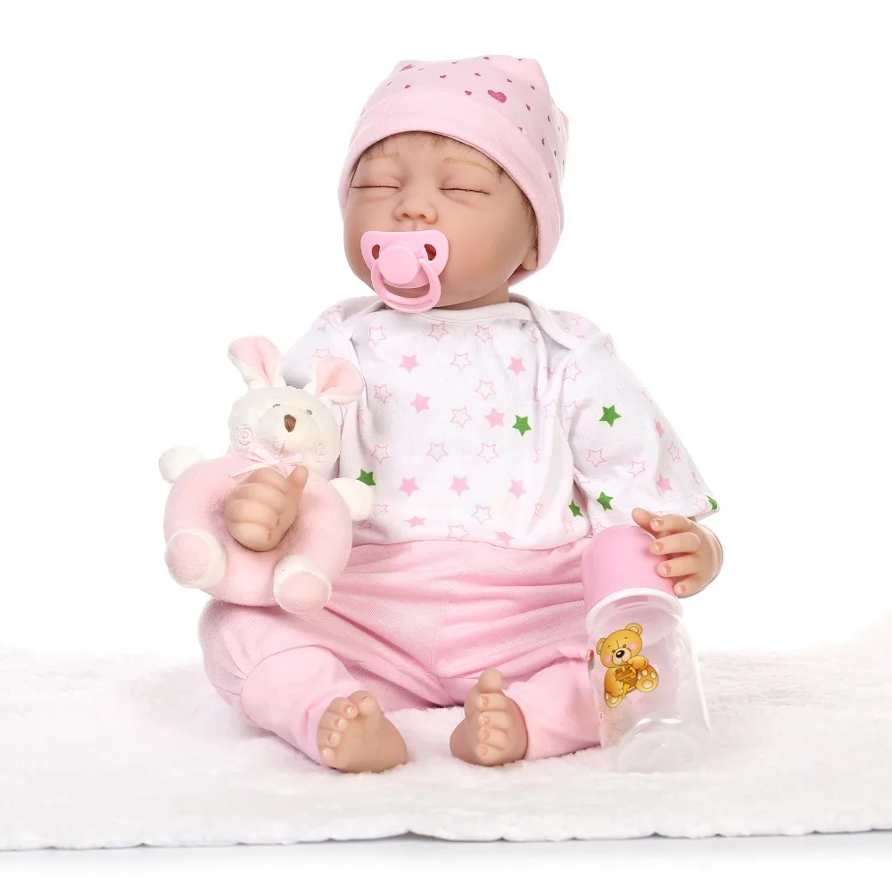 22 дюйма 55 см reborn baby doll Прекрасная Детская кукла с закрытыми глазами силиконовая виниловая мягкая настоящая Реалистичная кукла для новорожденных рождественские подарки