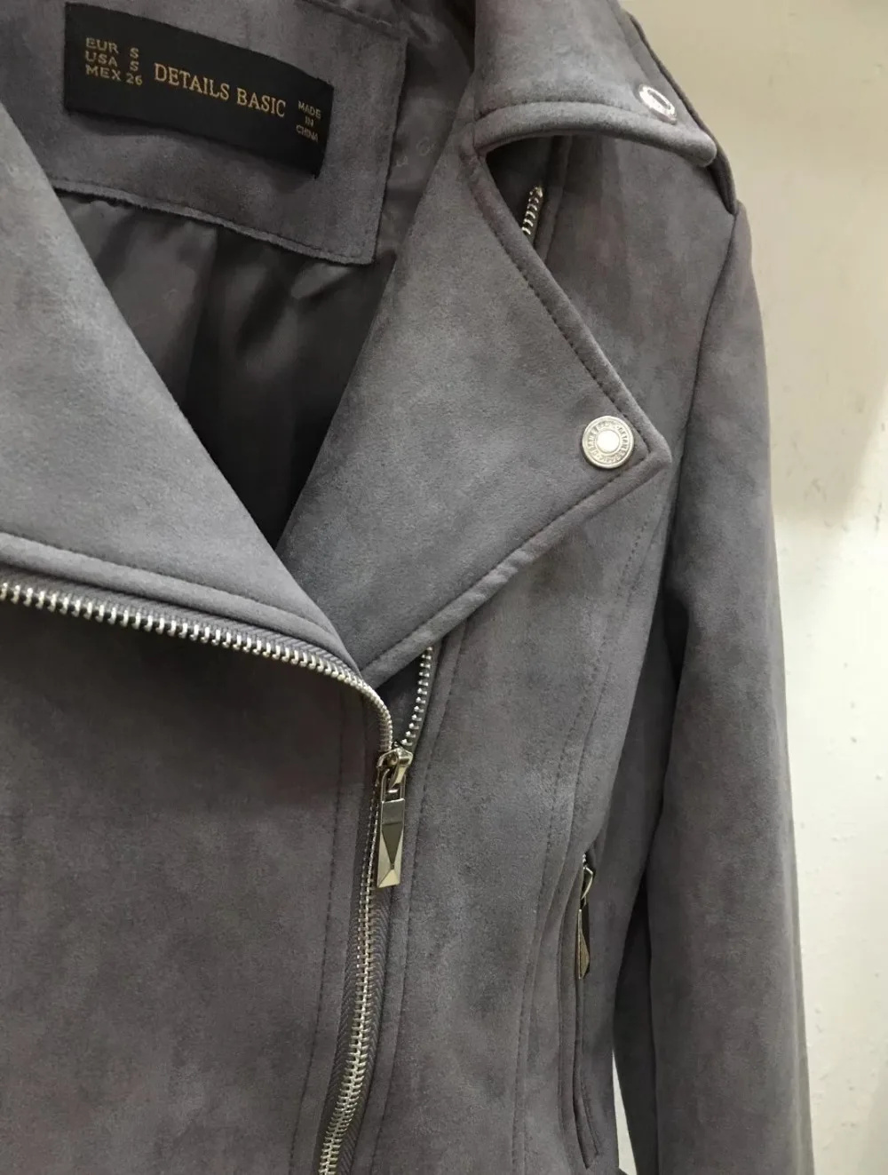 Новая модная женская замшевая мотоциклетная куртка, облегающая коричневая мягкая искусственная кожа с подкладкой, Женское пальто veste femme cuir epaulet на молнии