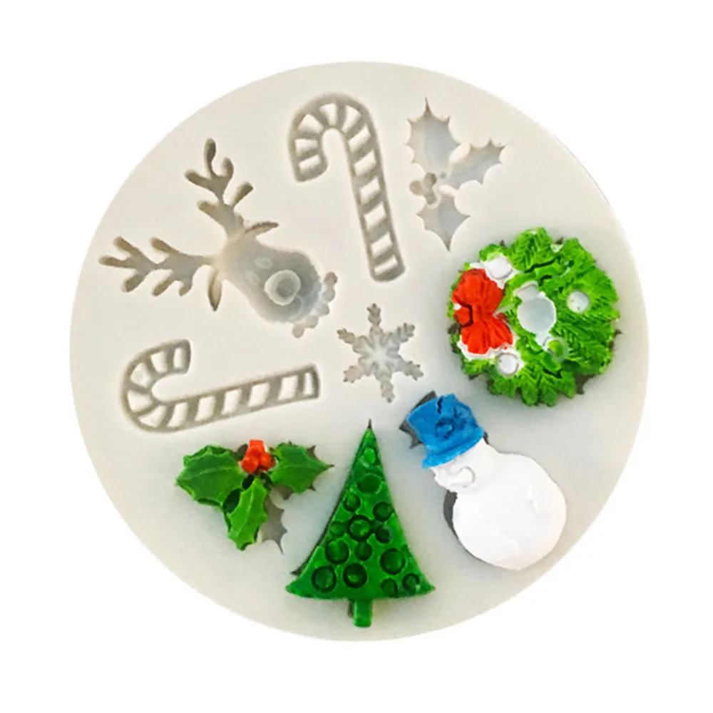 

Silicone Christmas Tree Santa Claus Elk Sled Stick Mold Chocolate Cake Moulds Baking Nonstick and Heat Resistant Reusable 2019