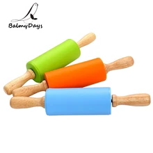 Деревянная ручка, силиконовая Скалка, маленький кухонный ролик для теста, инструменты для выпечки теста для раскатки теста, пиццы, пасты, печенья, лапши 23 см